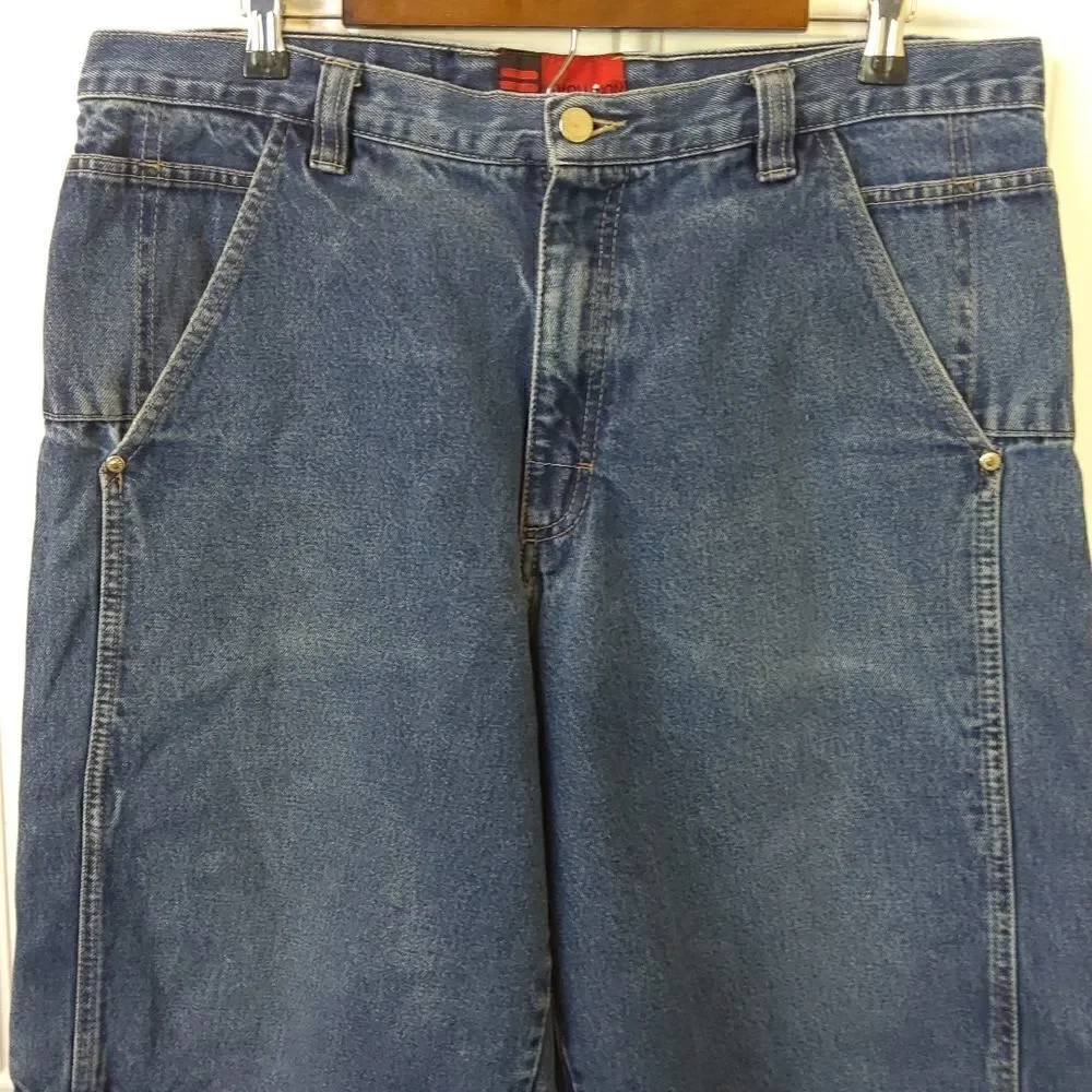 Evolution blue denim seven pocket carpenter shorts